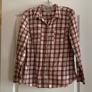 Old Navy brown plaid long sleeve button down